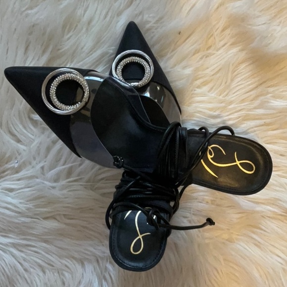 Sam Edelman Adrian Ankle Tie Pointed Toe Embellishment High Heel Pumps Size 9.5 - Picture 8 of 12